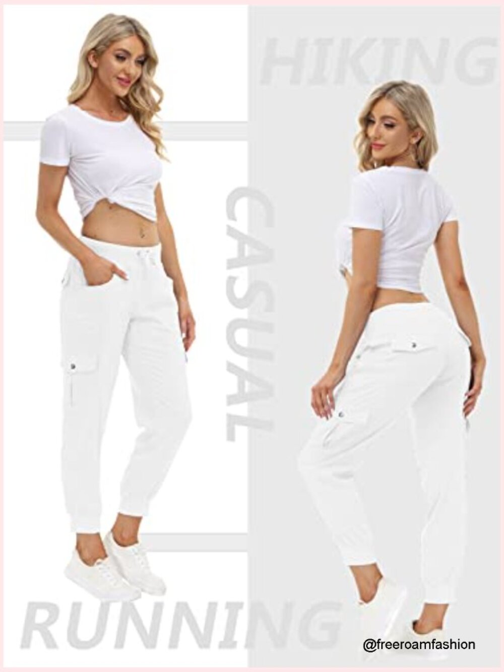 Women's Lightweight Hiking Cargo Pants Quick Dry Joggers with Pockets - Picture 4 of 7